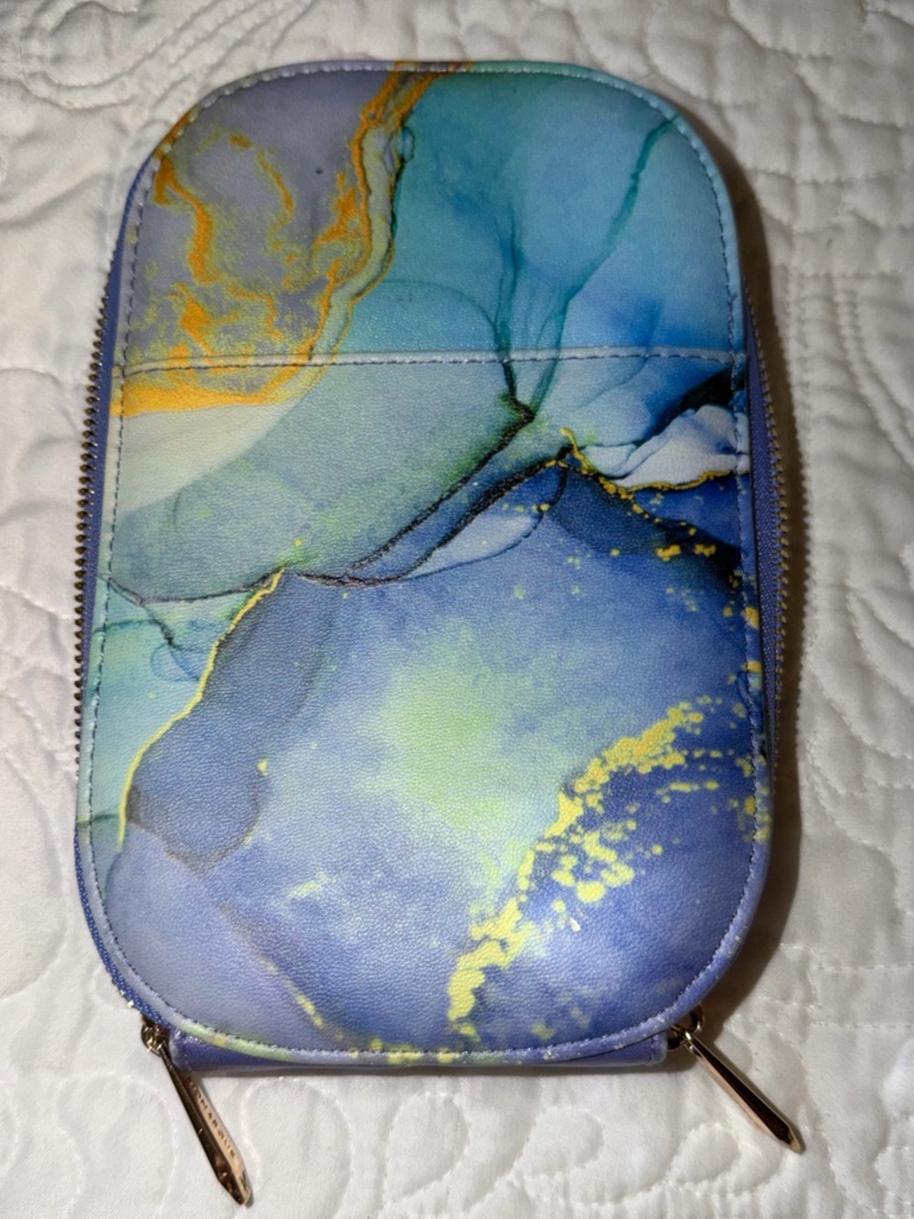 Vegan Blue Marble Crossbody Phone Case Bag